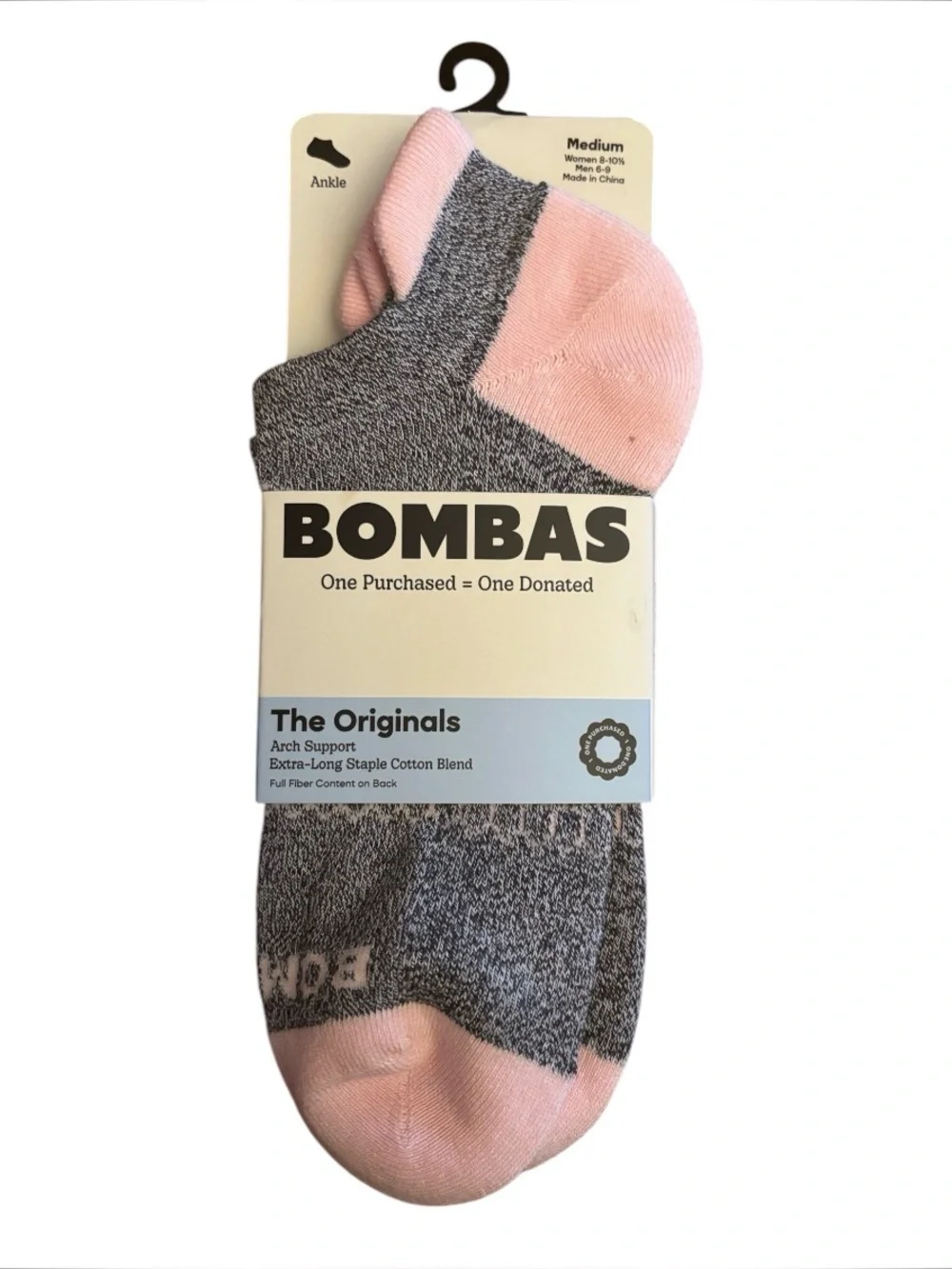 BOMBAS BUNDLE | The Originals Ankle MEDIUM Socks | Arch Support PINK Pairs NWT 2